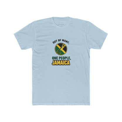 Jamaican Pride Unisex Cotton Crew Tee - Out of Many, One People Graphic T-Shirt - The Island Rhythm