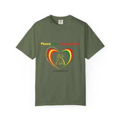 Garment-Dyed T-shirt Island Rhythm Peace Love Compassion - The Island Rhythm