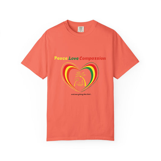 Garment-Dyed T-shirt Island Rhythm Peace Love Compassion - The Island Rhythm