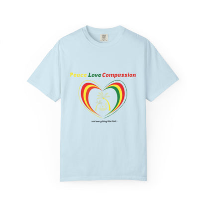 Garment-Dyed T-shirt Island Rhythm Peace Love Compassion - The Island Rhythm