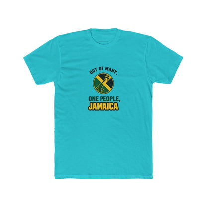 Jamaican Pride Unisex Cotton Crew Tee - Out of Many, One People Graphic T-Shirt - The Island Rhythm