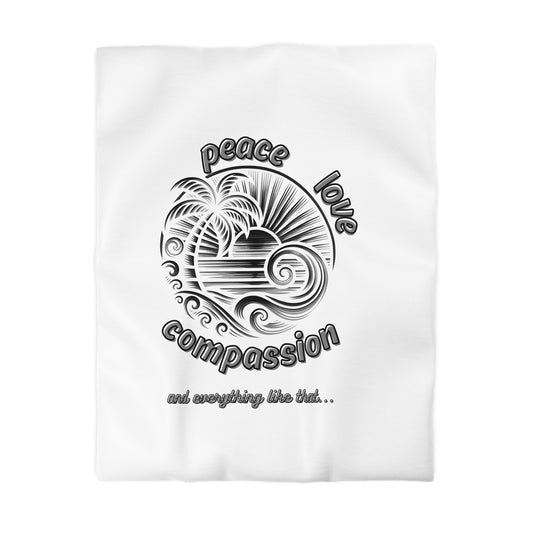 Peace Love Compassion Microfiber Duvet Cover - Beach Vibe Bedding - The Island Rhythm
