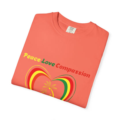Garment-Dyed T-shirt Island Rhythm Peace Love Compassion - The Island Rhythm