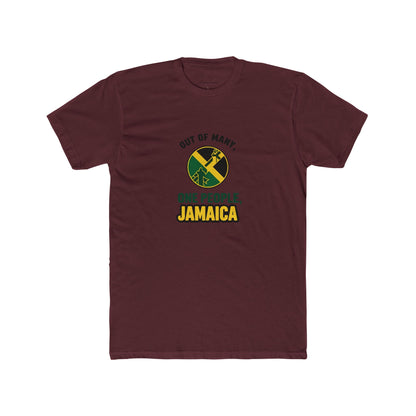 Jamaican Pride Unisex Cotton Crew Tee - Out of Many, One People Graphic T-Shirt - The Island Rhythm