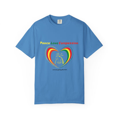 Garment-Dyed T-shirt Island Rhythm Peace Love Compassion - The Island Rhythm