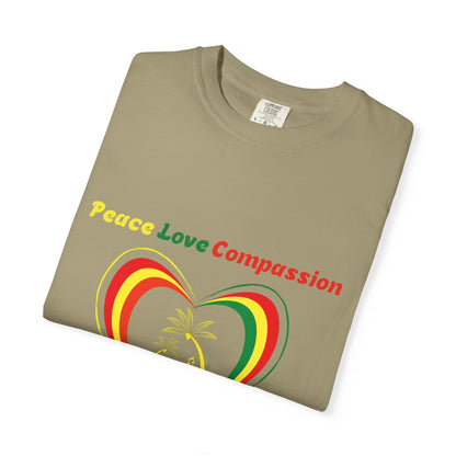 Garment-Dyed T-shirt Island Rhythm Peace Love Compassion - The Island Rhythm