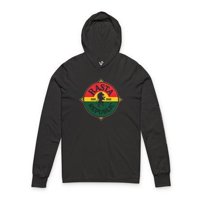 Rasta Republic Unisex Hooded Long Sleeve Tee, Perfect for Festivals, Casual Wear, Music Lovers, Gifts for Him, Unique Streetwear - The Island Rhythm