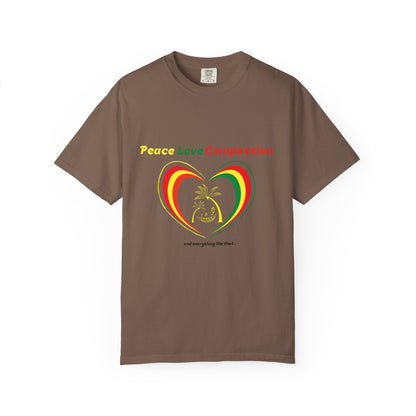 Garment-Dyed T-shirt Island Rhythm Peace Love Compassion - The Island Rhythm