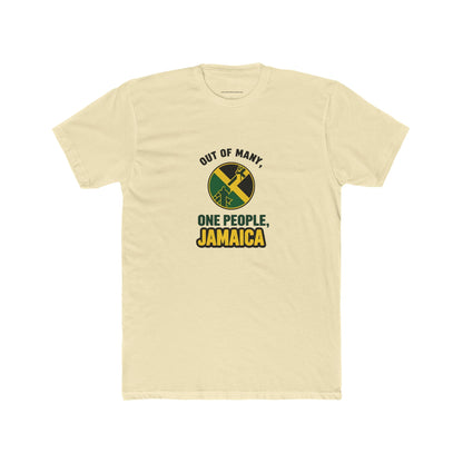 Jamaican Pride Unisex Cotton Crew Tee - Out of Many, One People Graphic T-Shirt - The Island Rhythm