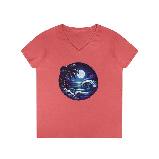 Moonlit Surf V-Neck Tee — Island Rhythm Nightfall Edition - The Island Rhythm