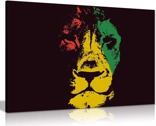 Jamaican Rasta Lion Canvas Wall Art Picture Print (12X8)