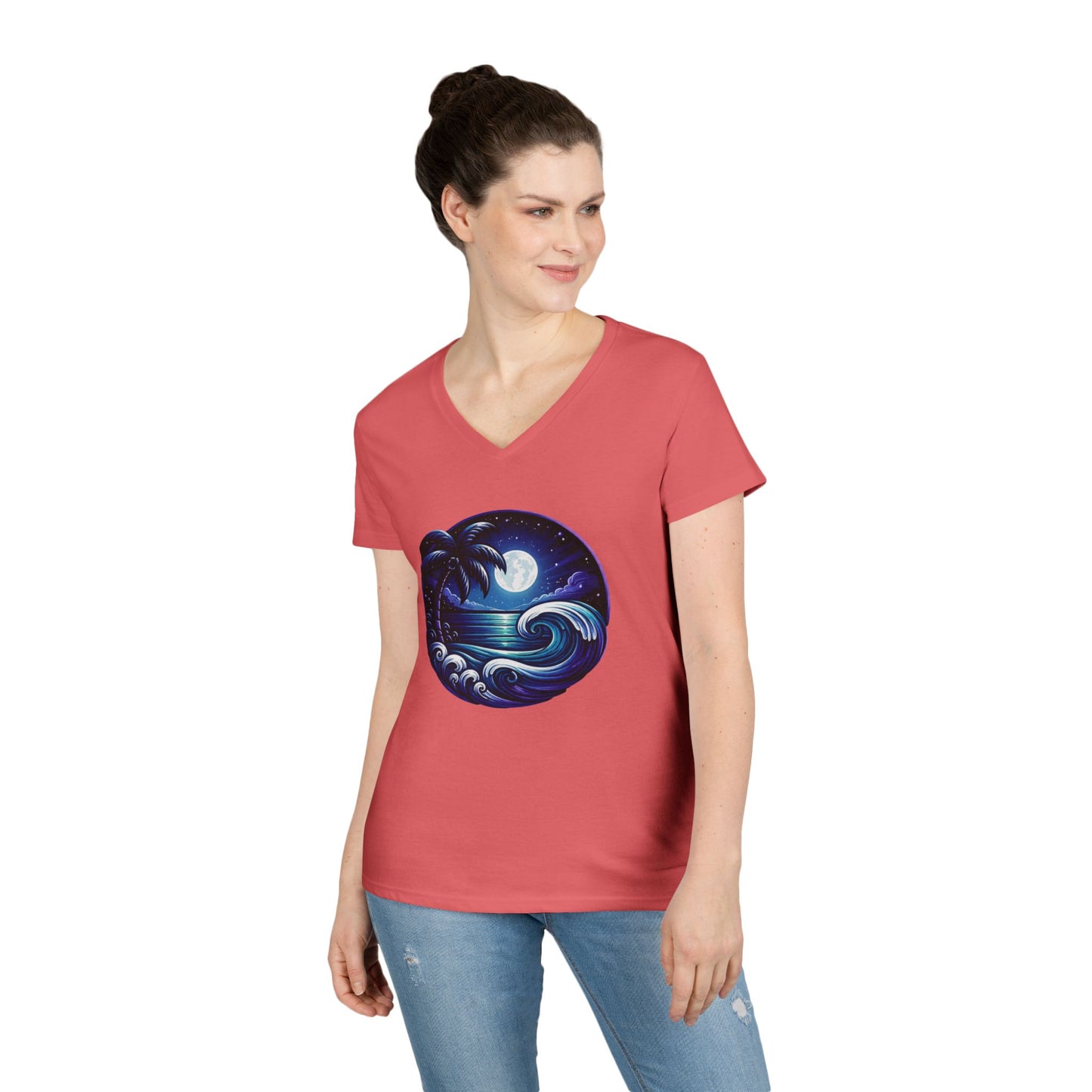 Moonlit Surf V-Neck Tee — Island Rhythm Nightfall Edition - The Island Rhythm