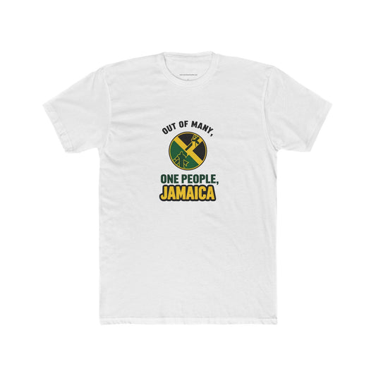 Jamaican Pride Unisex Cotton Crew Tee - Out of Many, One People Graphic T-Shirt