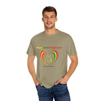 Garment-Dyed T-shirt Island Rhythm Peace Love Compassion - The Island Rhythm