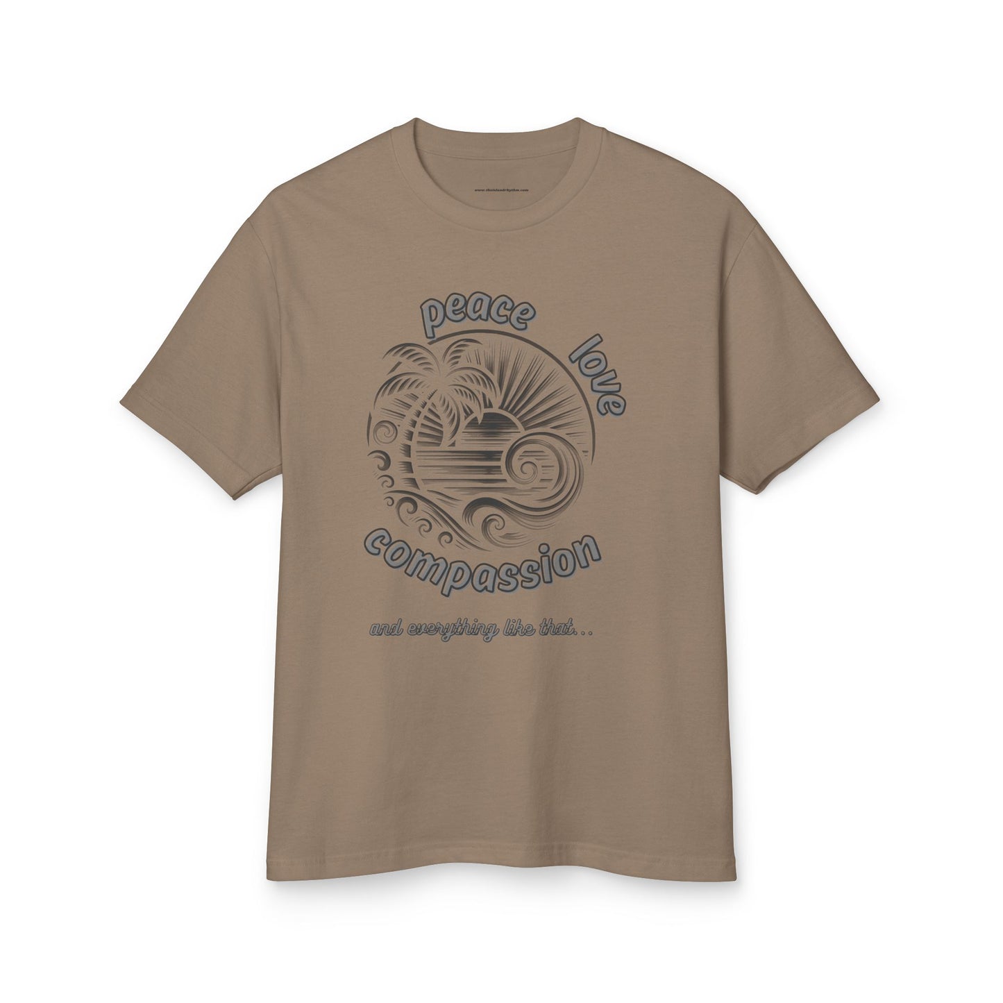 T-Shirt Peace Love Compassion Island Rhythm Tee