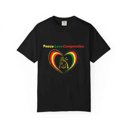 Garment-Dyed T-shirt Island Rhythm Peace Love Compassion - The Island Rhythm
