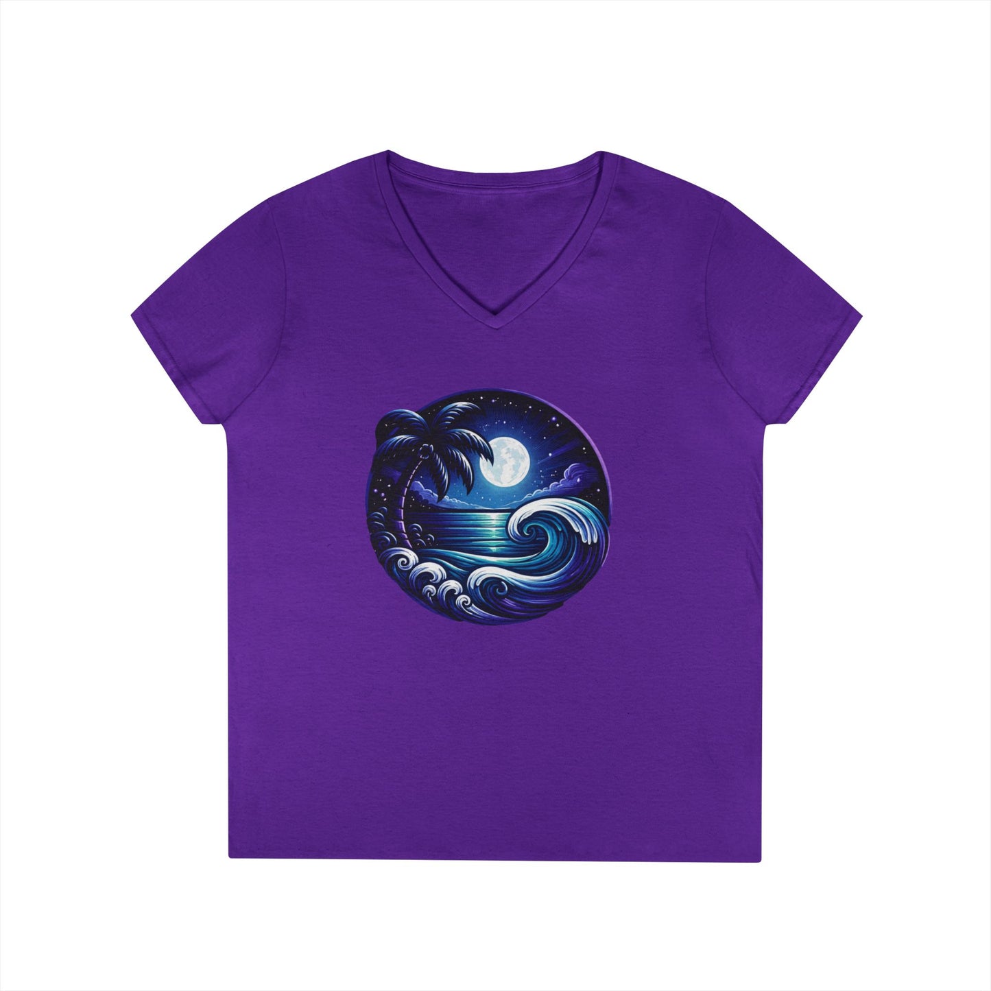 Moonlit Surf V-Neck Tee — Island Rhythm Nightfall Edition - The Island Rhythm