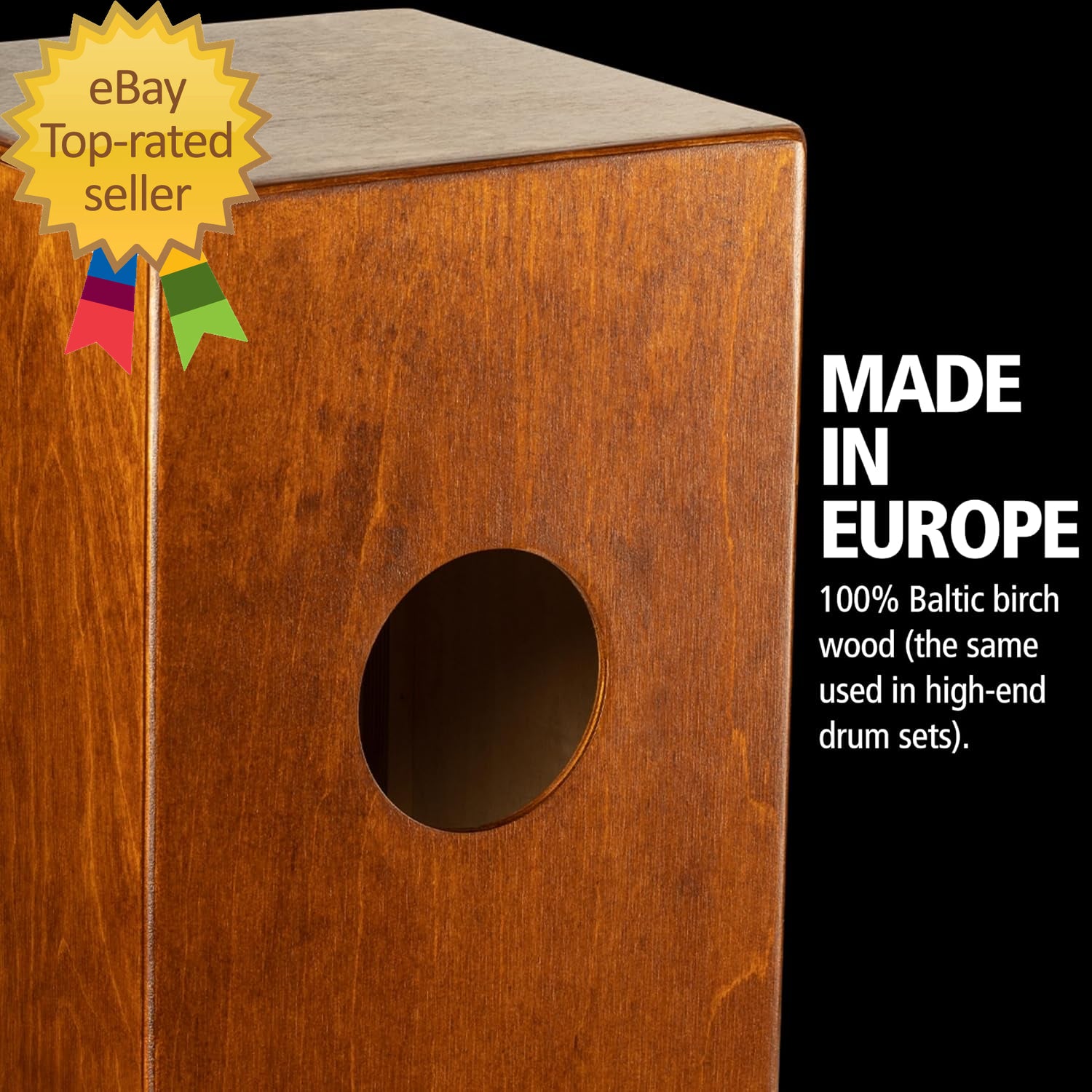 Jam Cajon Box Drum with Snare and Bass Tone for Acoustic Music Made in Europe