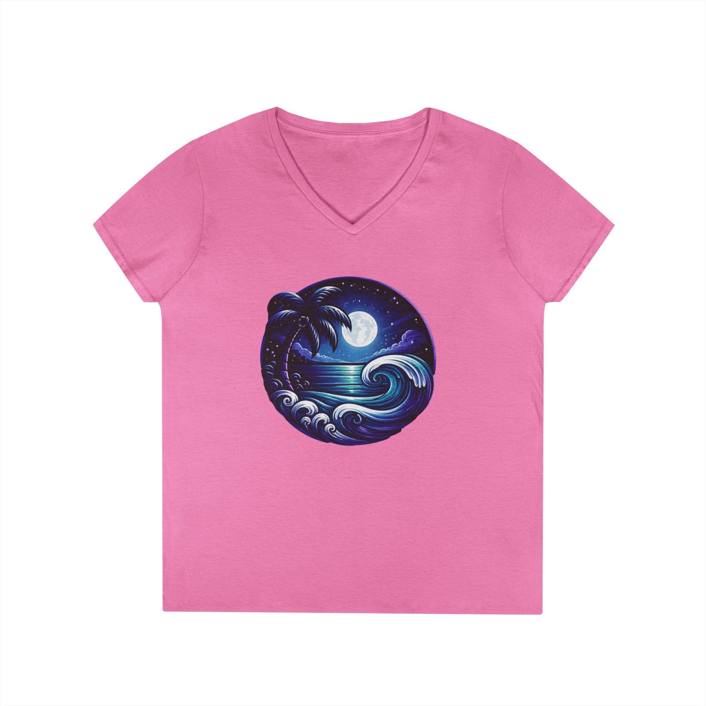 Moonlit Surf V-Neck Tee — Island Rhythm Nightfall Edition - The Island Rhythm