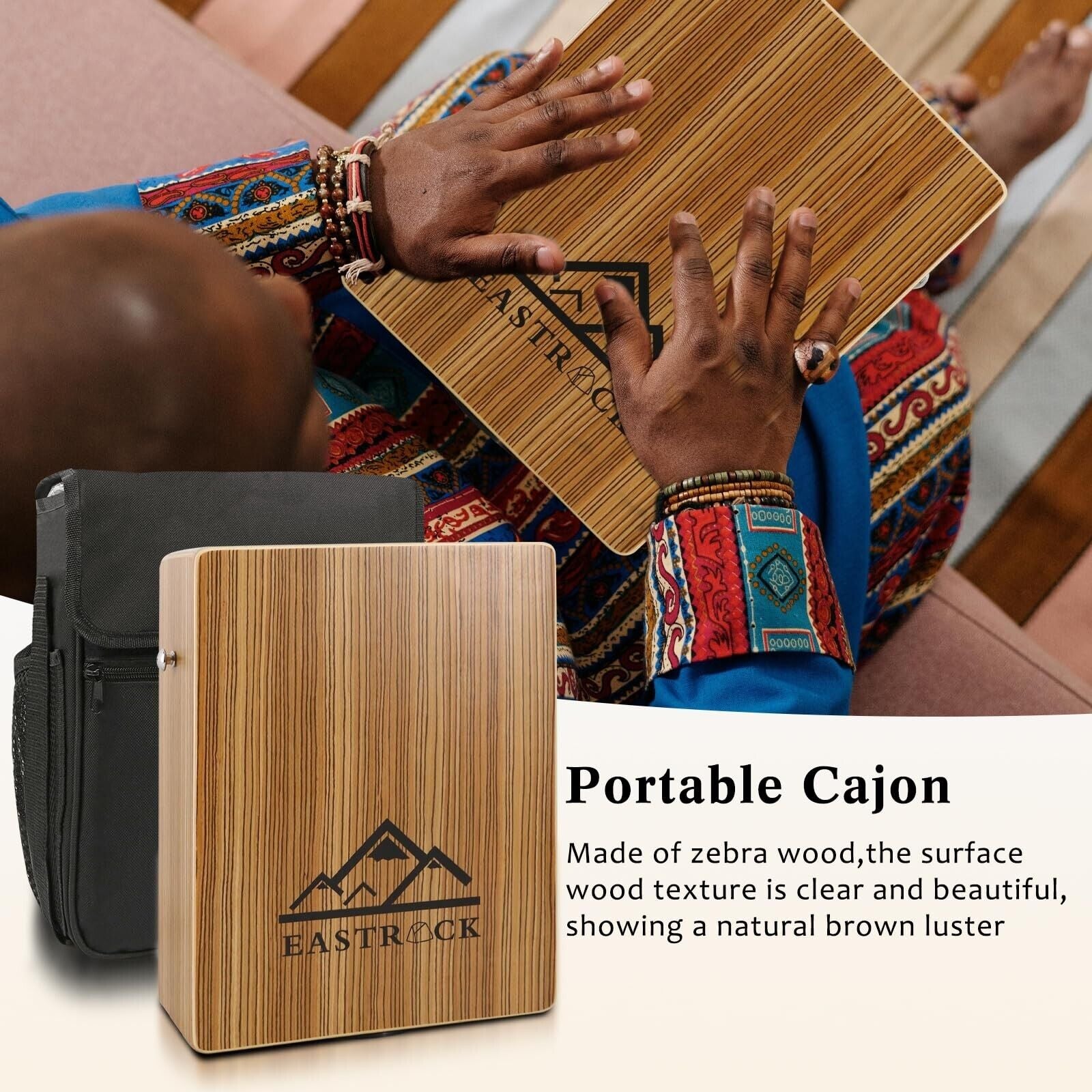 Eastrock Portable Cajones Beat Box Hand Drum Cajon, Stringed Persussion Instr...